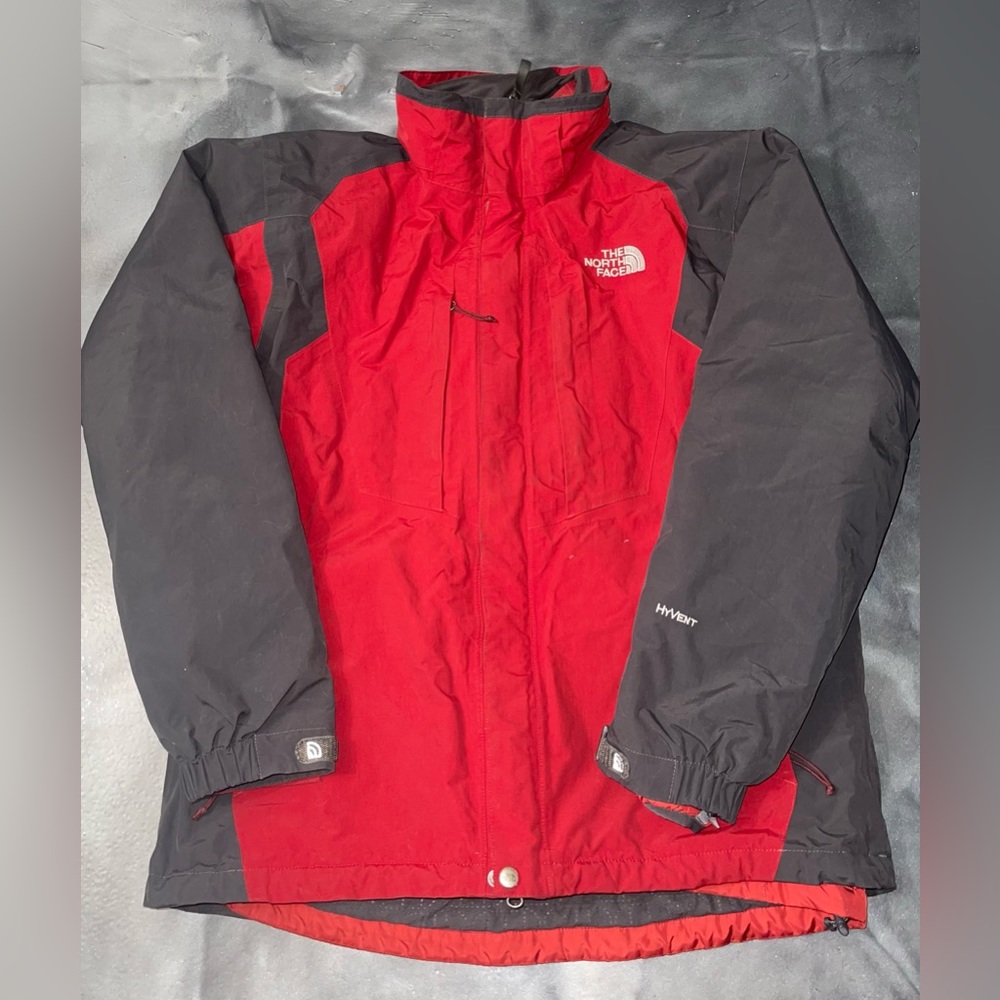 North Face Jacket Mens Large Red Gray 3 in 1 HyVent Coat Triclimate Adult*